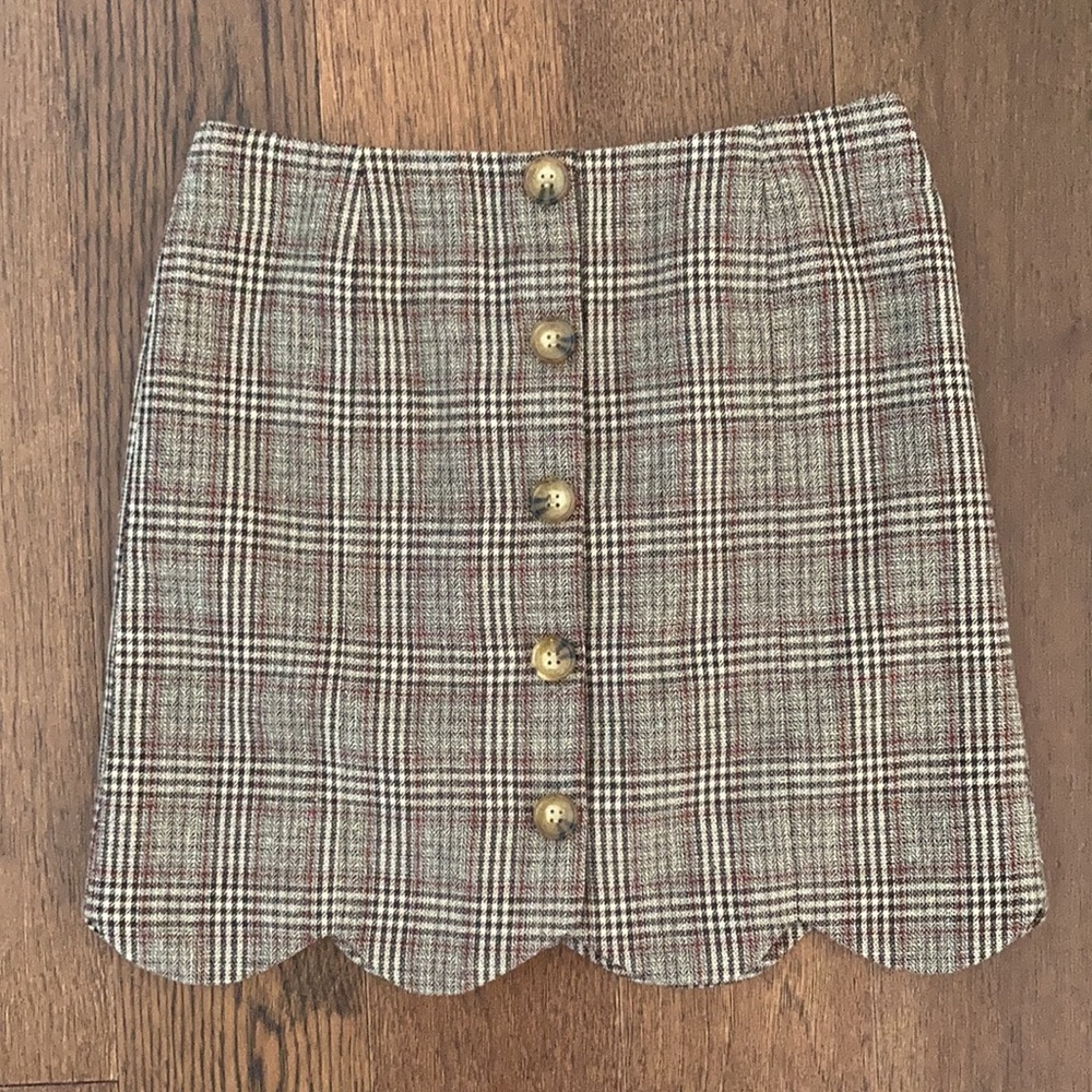 NWOT Southern Proper stylish brown plaid wool skirt